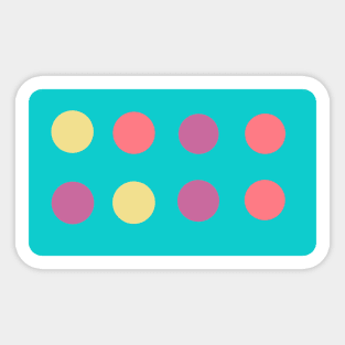 Multi-color retro modern teal, mint, cherry and lemon circular print Sticker